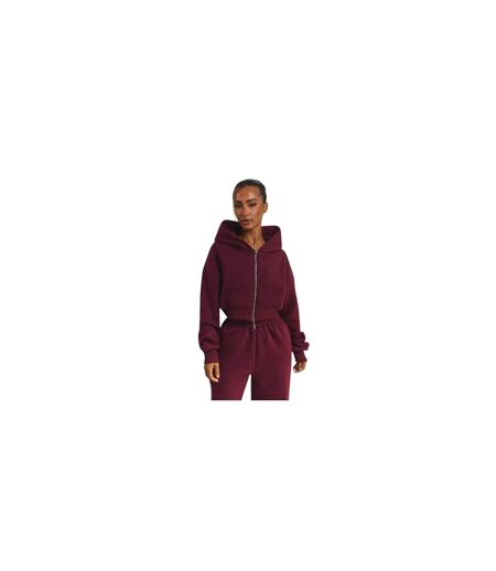 Womens/ladies Classics Cropped Full Zip Hoodie Wine Mars The Label
