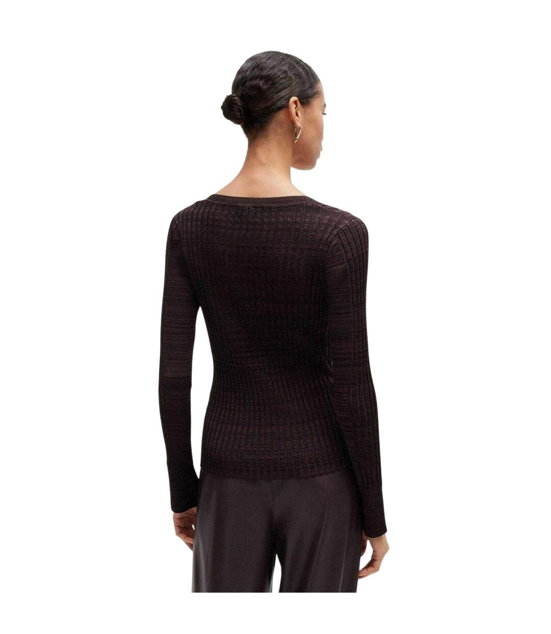 Womens/ladies Viscose Scoop Neck Sweater Top Brown Boss-2