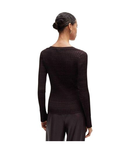 Womens/ladies Viscose Scoop Neck Sweater Top Brown Boss