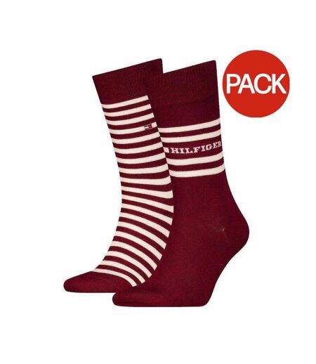 Chaussettes Motif/style Rayures Contrastées Homme Bordeaux Tommy Hilfiger