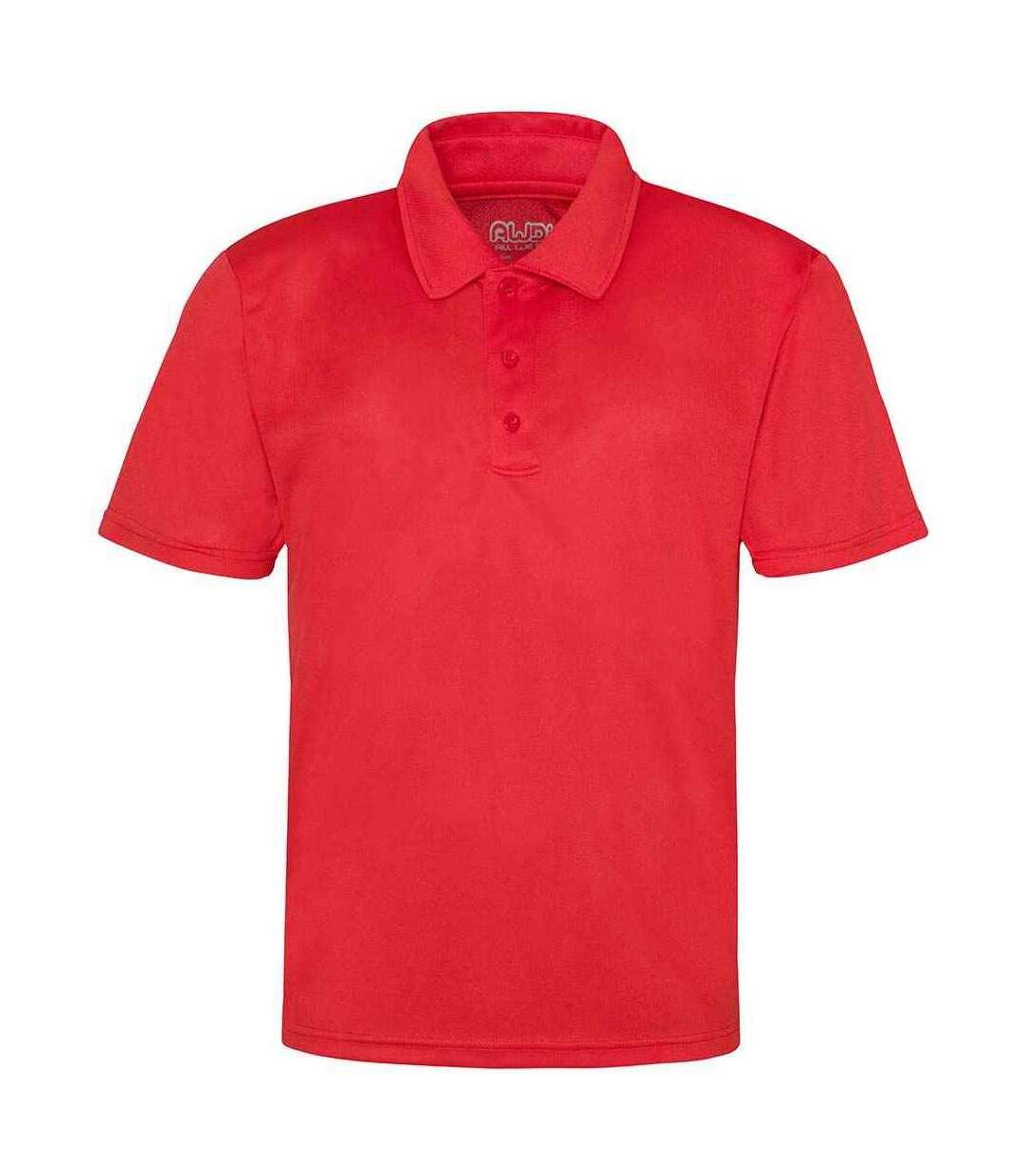 Mens moisture wicking polo shirt fire red AWDis Cool