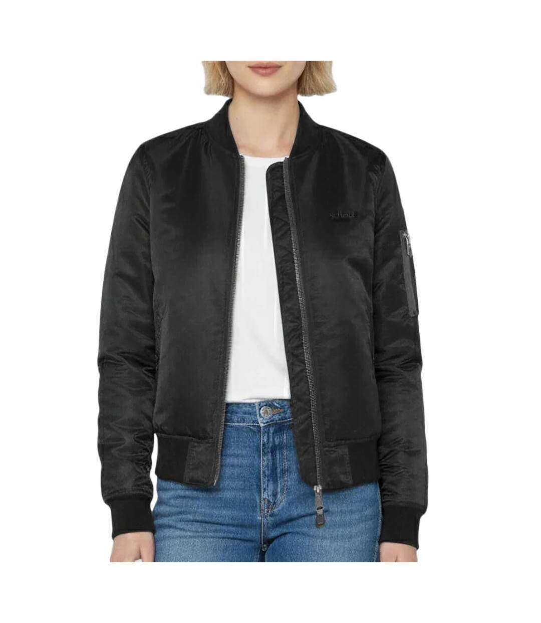 Bomber noir femme schott femme jet17w-1