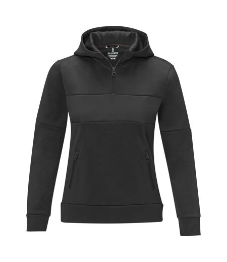 Elevate Life Womens/Ladies Anorak Hooded Half Zip Sweatshirt (Solid Black)