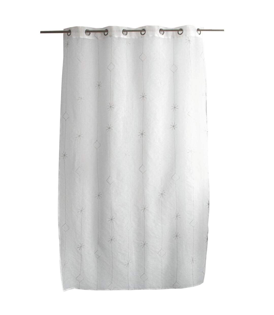 Rideau Voilage Brodé Noël 140x240cm Blanc & Argent-5