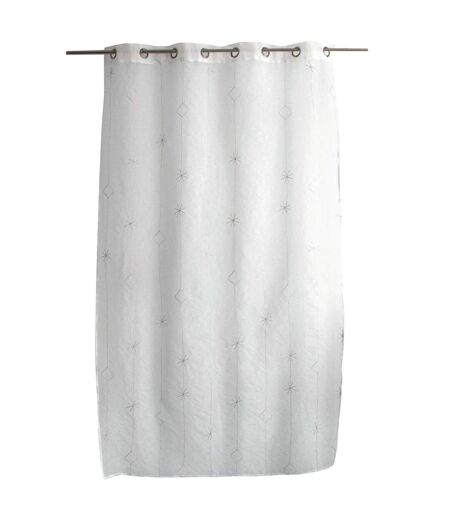 Rideau Voilage Brodé Noël 140x240cm Blanc & Argent
