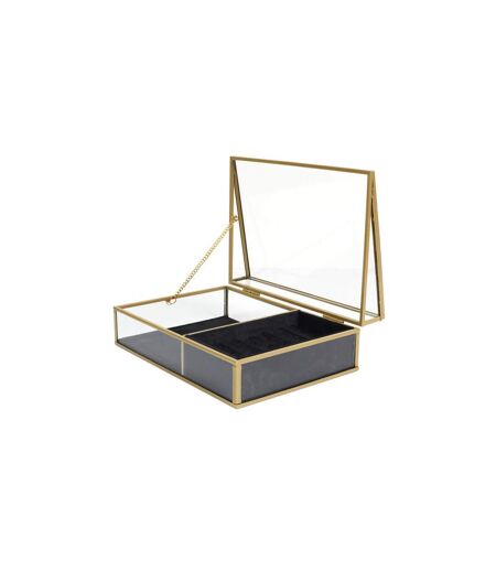 Boîte à Bijoux en Verre Velours 23cm Noir & Or