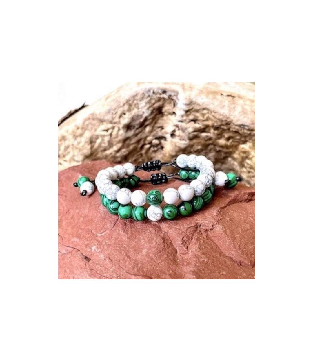 Bracelet distance Howlite et Malachite-3