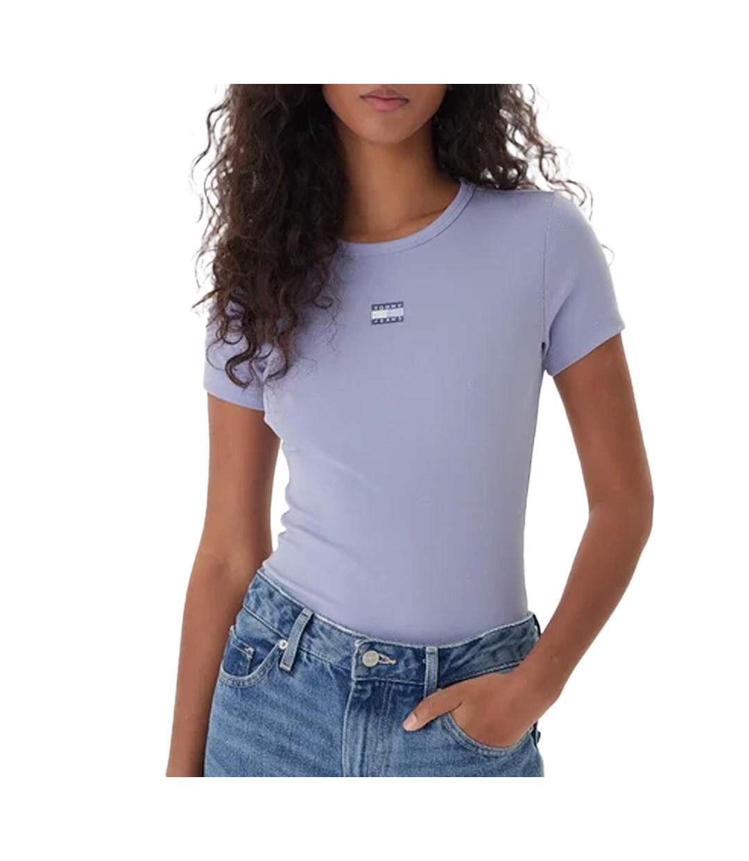 T-Shirt violet femme tommy hilfiger badge dw0dw17881-1