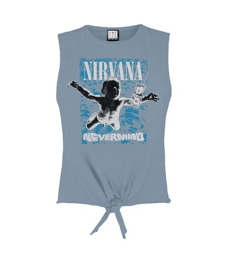 Amplified Womens/Ladies Nevermind Nirvana Sleeveless Crop Top (Strange Blue)