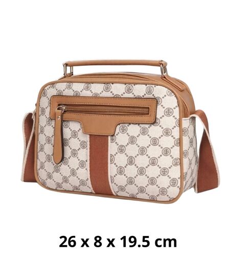 Sac à  main femme - Motifs lettres - Couleur beige -  Plusieurs compartiments