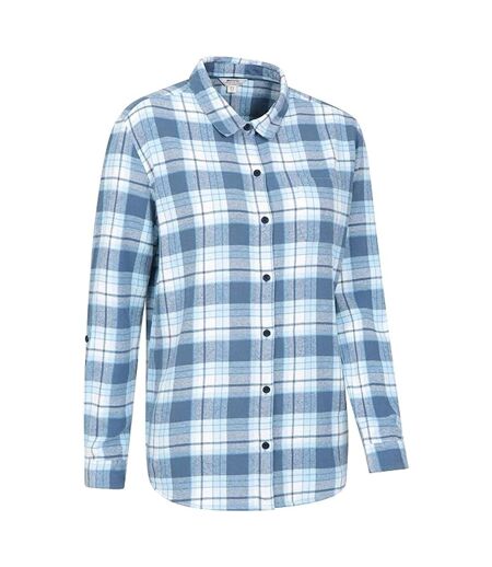 Womens/ladies Balsam Brushed Flannel Longline Shirt Blue Mountain Warehouse