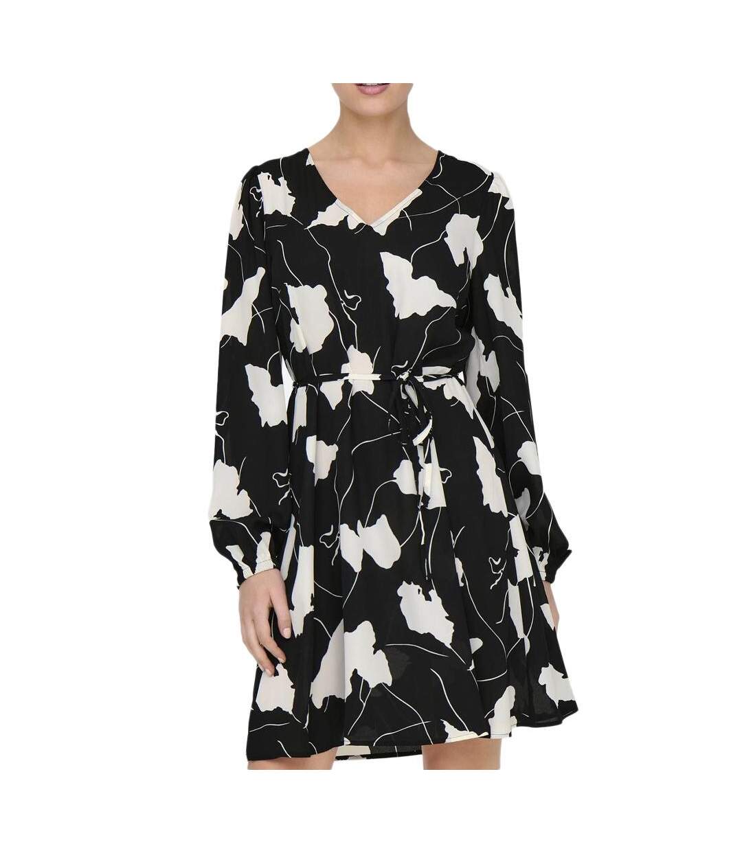 Robe Noir/Blanche Fleurs Femme JDY Base - L