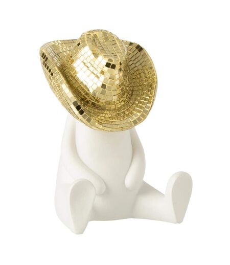 Statuette Cowboy en Résine Mosaïque 18cm Blanc