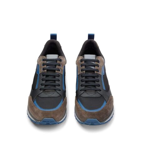 Mens Icelin Suede Panel Running Trainers Black White Hugo