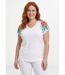 T-shirt court blanc motif sequins col rond-1