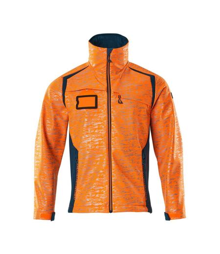 Mens Accelerate Safe Soft Shell Jacket Hi Vis Orange Dark Petroleum Mascot