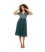 Womens/ladies Sequin Midi Dress Misty Green Deluxe-2