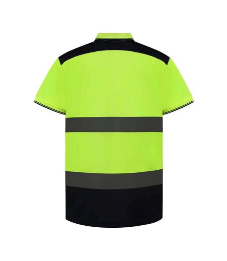 Polo Adulte Jaune Fluo Bleu Marine Yoko
