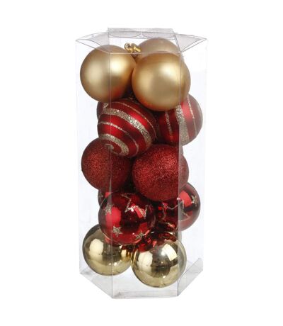 Kit Décoration pour sapin de Noël - 15 Pièces - Rouge et doré