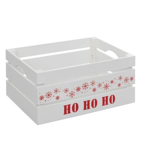 Lot de 3 cagettes de Noël en bois - L. 40 x P. 25 x H. 20 cm - Blanc