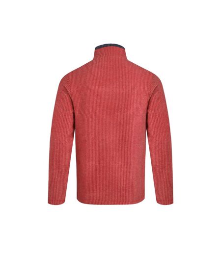 Mens newark grid eco friendly quarter zip fleece top barberry red marl Weird Fish