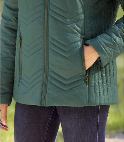 Women's Green Full Zip Padded Jacket