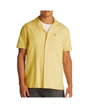 Chemisette jaune homme tommy hilfiger linen blend camp-aruba - l