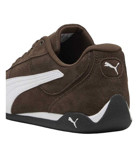 Womens/ladies Replicatch Suede Trainers Brown White Puma
