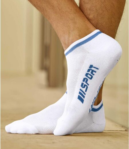 Pack of 5 Pairs of Men's Low Ankle Socks - White Navy Grey