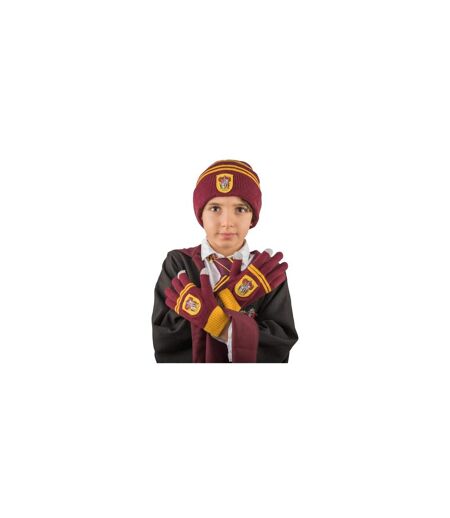 Ensemble Bonnet Et Gants Gryffindor Enfant Bordeaux Jaune Harry Potter