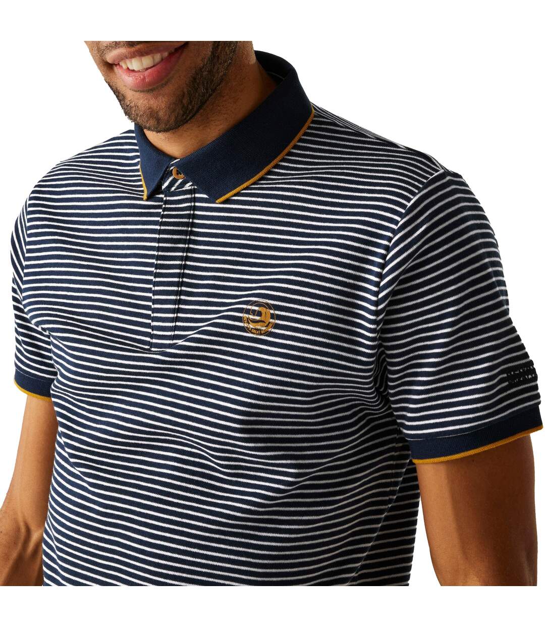 Mens Tiver Striped Polo Shirt Navy Stone White Regatta-4