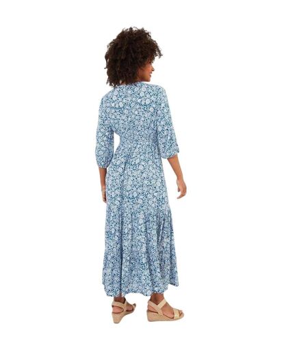 Womens/ladies Flowers Wrap Maxi Dress Blue Joe Browns