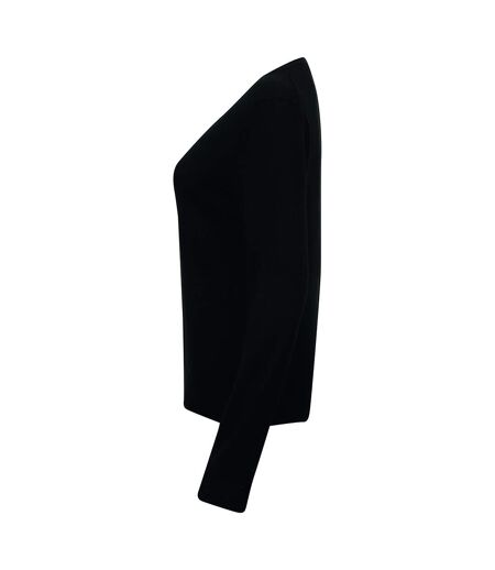 Henbury Womens/Ladies V-Neck Button Up Cardigan (Black)