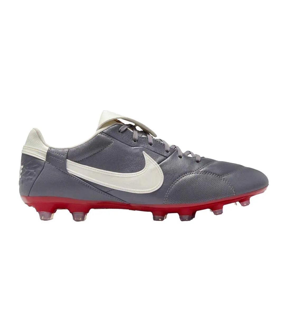 Mens Premier 3 Classic Leather Firm Ground Football Boots Grey Red Nike-1