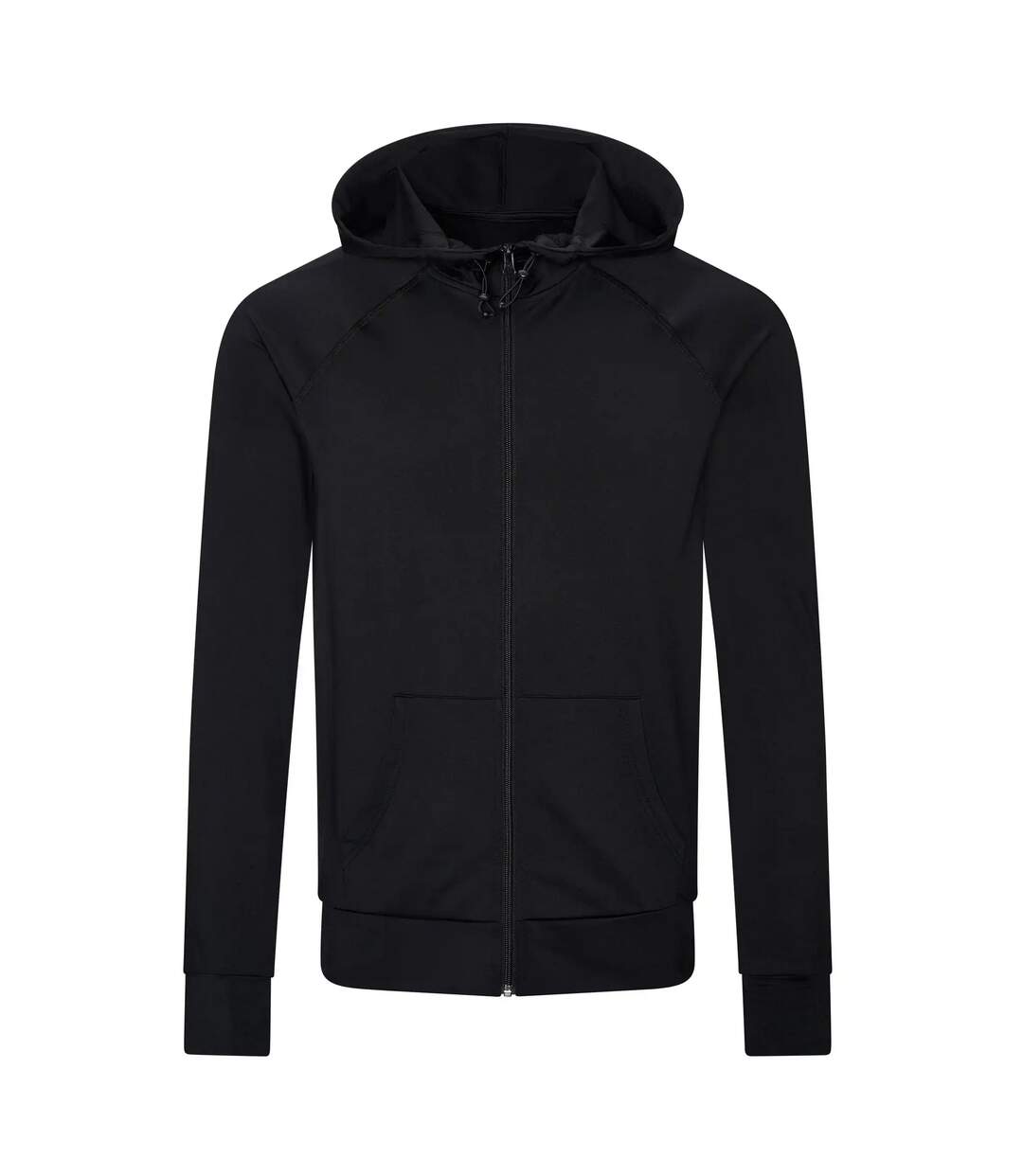 Mens Plain Slim Full Zip Hoodie Jet Black Just Cool-1
