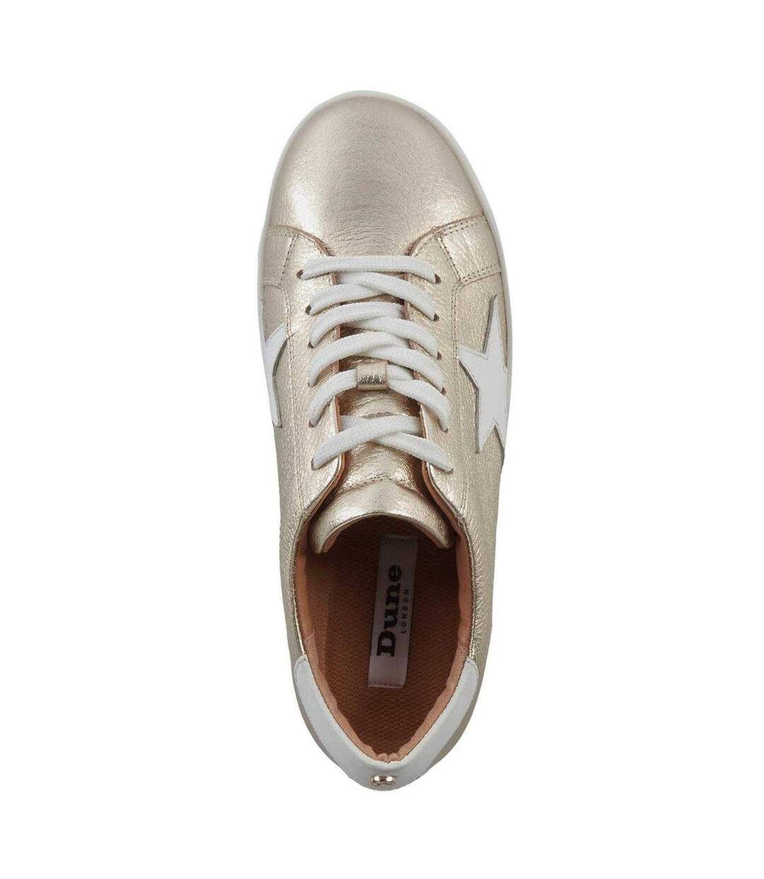 Womens/ladies Edriss Metallic Star Canvas Platform Trainers Gold Dune London-3