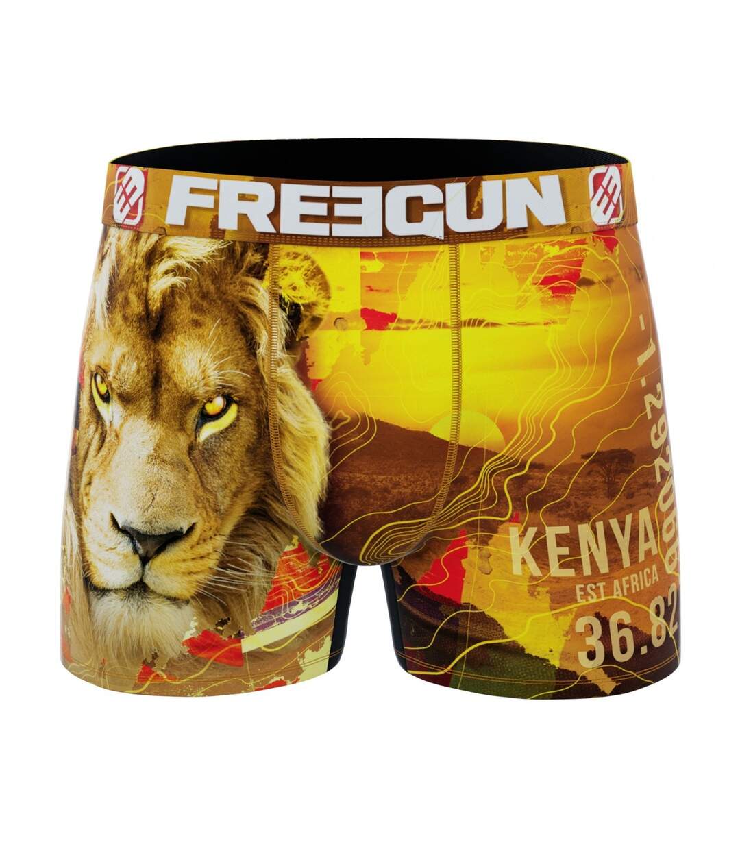 Boxer Homme Lion, Caleçon Homme Polyester Recyclé, Ajustement Parfait et Stretch