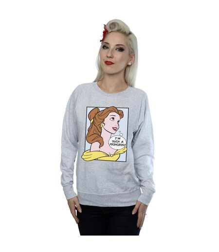 Disney Princess Womens/Ladies Belle Pop Art Sweatshirt (Heather Grey)