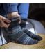Mens Thermal Patterned Brushed Socks with Stripes for Winter-5