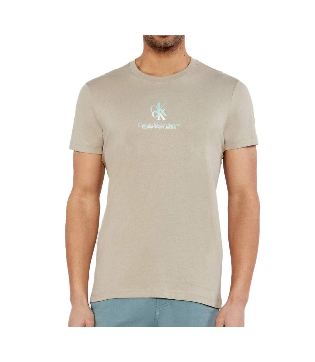 T-shirt beige homme calvin klein jeans shadow - s-1