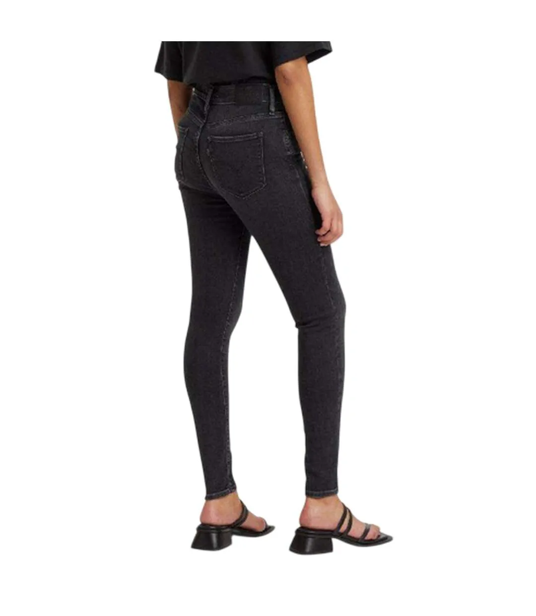 Womens/ladies High Rise Skinny Jeans Black Mustang Levis-4