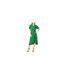 Womens/ladies Flutter Wrap Dress Bright Green Mela London-1