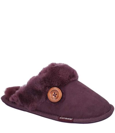 Womens/ladies lechlade suede sheepskin slippers purple Cotswold