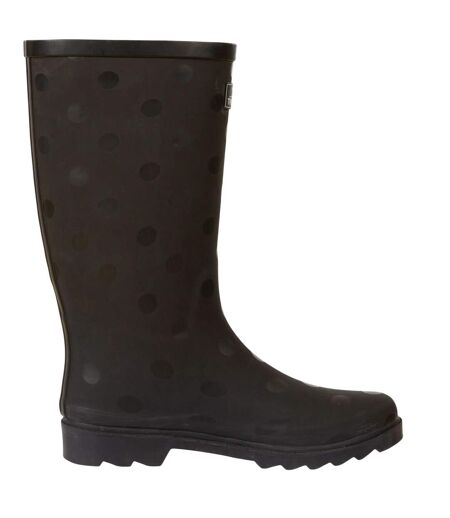 Unisex adult elena polka dot wellington boots black Trespass