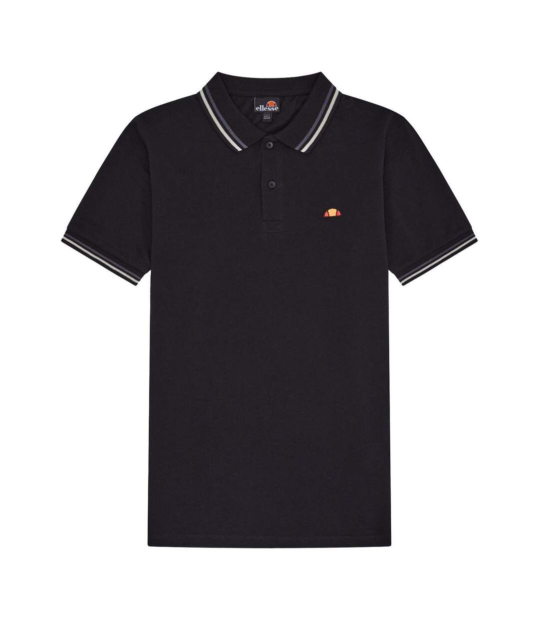 Mens Rooks Polo Shirt Black Grey Ellesse-1