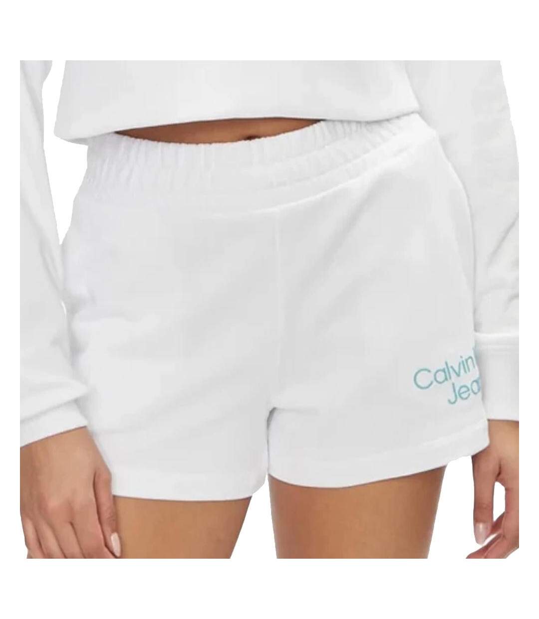 Short Blanc Femme Calvin Klein Jeans Stacked Institutional - M-1