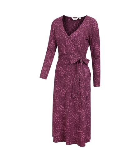 Womens/ladies santorini floral long-sleeved midi dress burgundy Mountain Warehouse