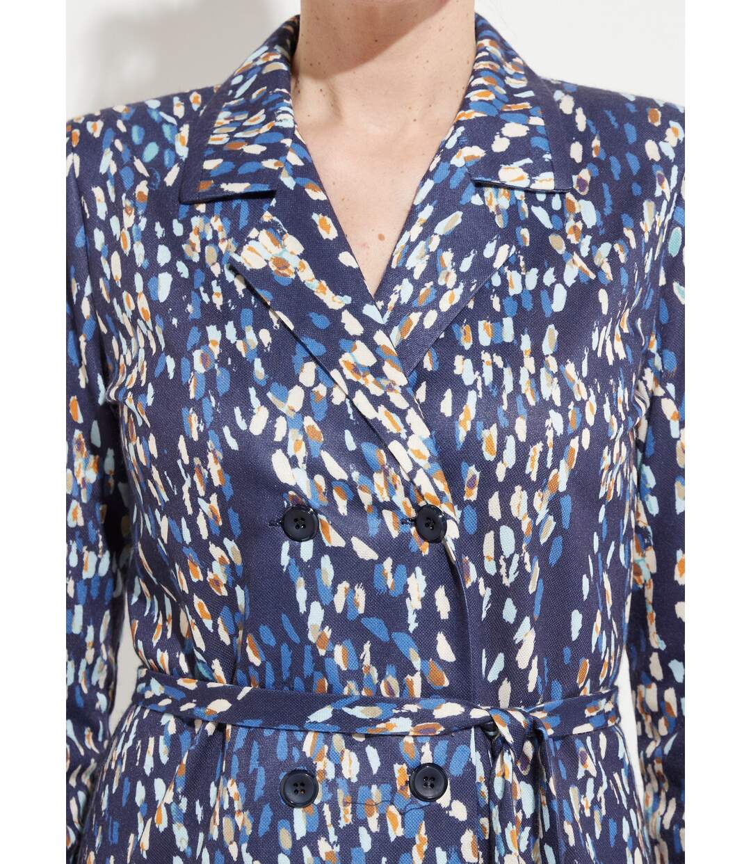 Robe mi longue col tailleur double boutonnage-3