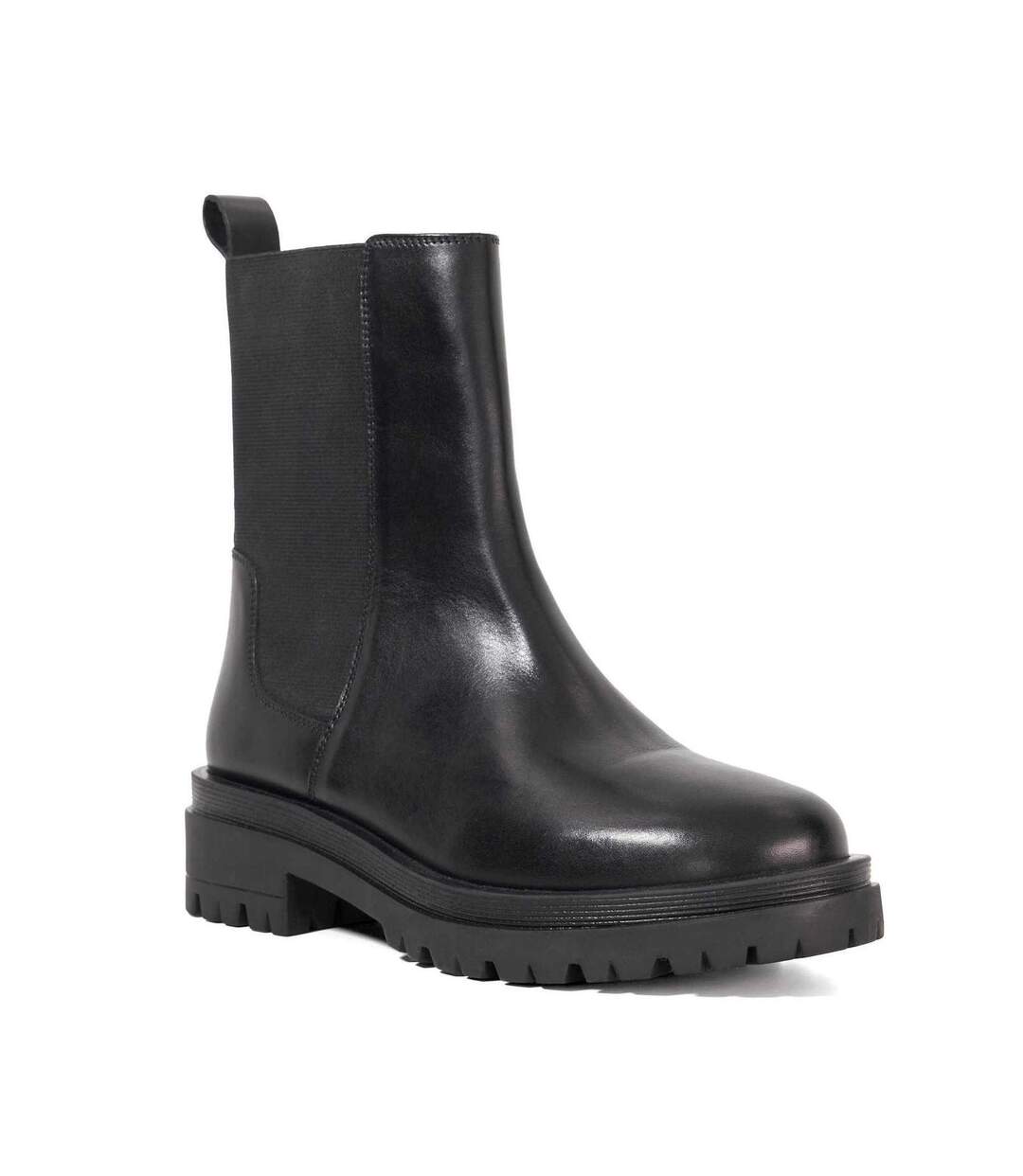 Womens/ladies Leather Chunky Sole Chelsea Boots Black Dune London-2