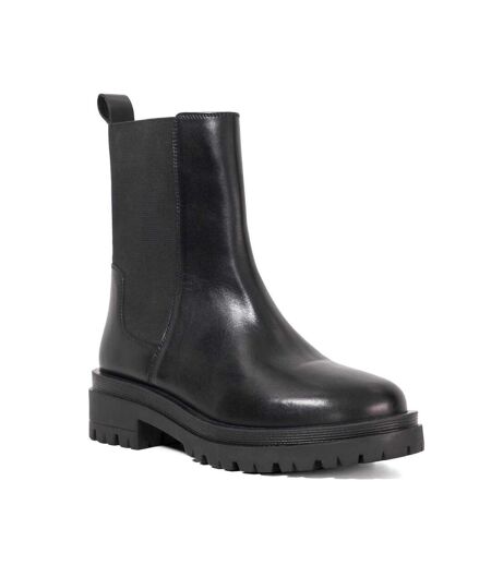 Womens/ladies Leather Chunky Sole Chelsea Boots Black Dune London